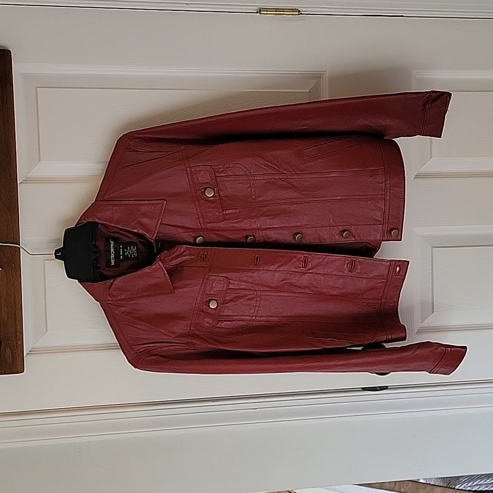 Red leather jacket, Size 12